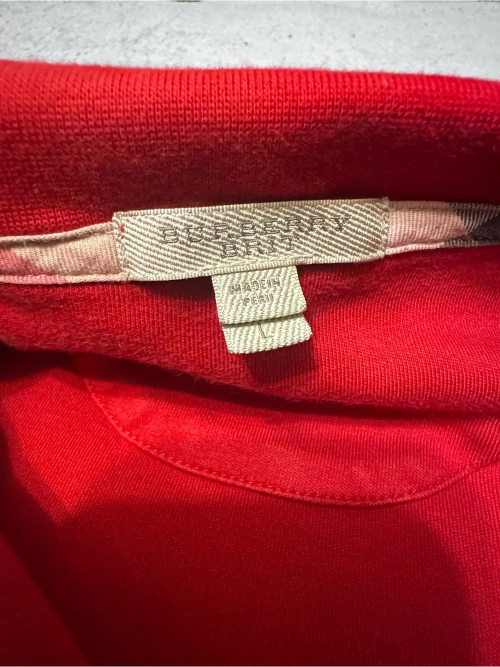 Burberry Brit Sweater Mens Large Red Mock Neck Quarter 1/4 ZipPullover Jumper